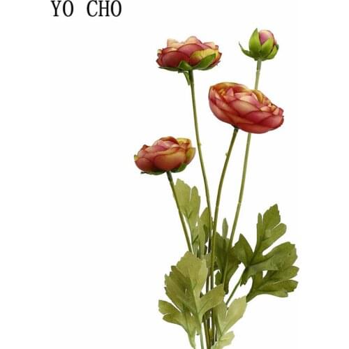 YO CHO silk camellia artificial flower party simulation flowers 4 camellia branches wall decoration wedding fake flowers