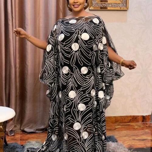 South African Traditional Wear Dashiki Maxi Dresses For Women Plus Size Clothes Black Embroidery Lady Dress Wedding Party Robe