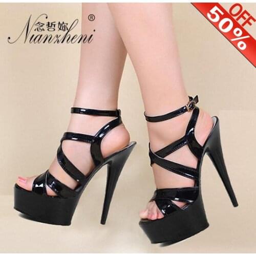 New Styles Interlaced Strappy High Stripper Heeled 15CM Sexy Model Runway Pole Dancing Shoes Women Gladiator Platform Sandals