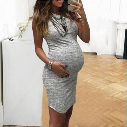 Pregnancy Dress Women Long Sleeve Bodycon O-Neck Irregular Solid Sexy Dresses Premama Maternity Dresses for Photoshoot Plus Size