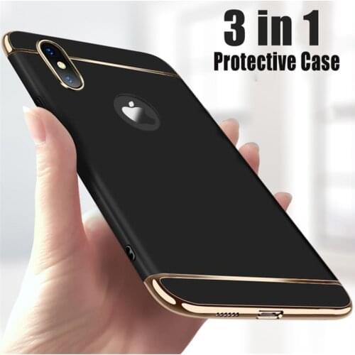 Luxury Plating 3 in 1 Hard Phone Case For iPhone 12 11 Pro Max Shockproof Back Cover iPhone X Xr Xs Max 8 7 Plus 6 6s 5 5s Case