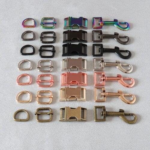 100Sets 20mm Webbing Metal Buckle Carabiner Swivel Lobster Clasp Strap Slider D Ring Hook For Pet Dog Collar Leads Accessories