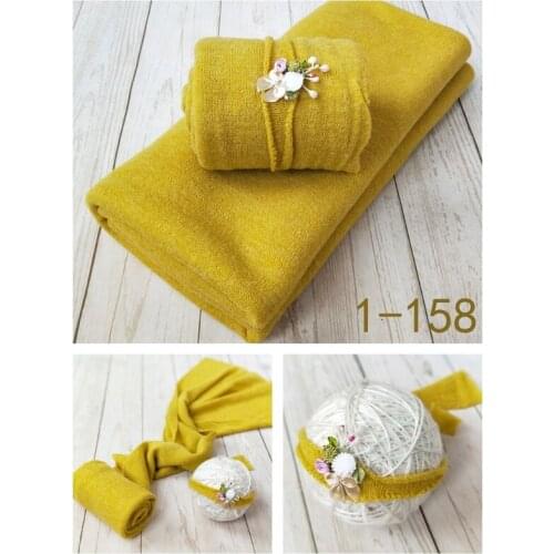 2 Pcs Set Newborn Baby Photography Props Elastic Baby Wraps Blanket+Hat Photo Shooting Accessories 97BC