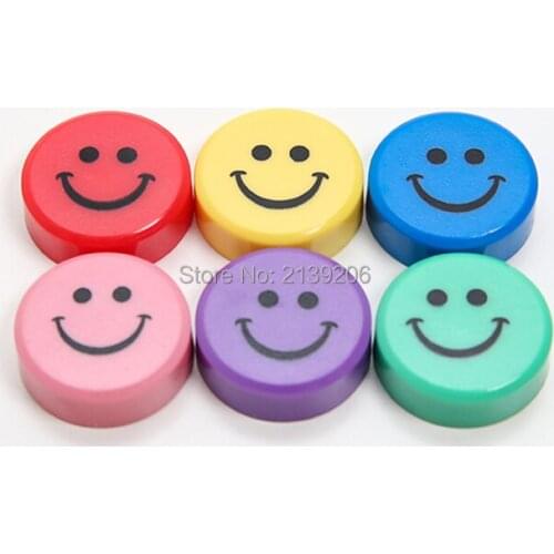 20 PCS Smiley Faces-Shape Strong Colorful Neodymium Whiteboard Toy Magnets Fridge Sticker