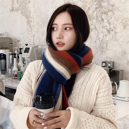 2019 Rainbow Winter Scarf Women Warm Foulard Muticolor Scarves Fashion Casual Scarfs Mix Cashmere Bufandas Hombre