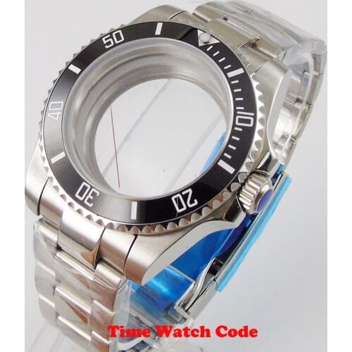 40mm Mens Wristwatch Case parts fit for NH35 NH36 movement with oyster bracelet sapphire glass black ceramic bezel insert