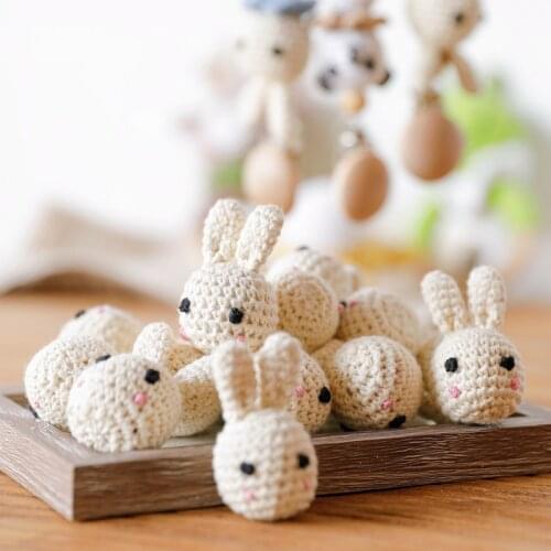 5PC Baby Pacifier Chain Crochet Cute Rabbit Panda Beads DIY Wooden Teething Pacifier Clips Knitting Jewelry Crib Baby Product