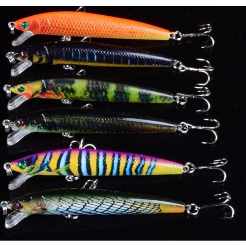6pcs/lot 9.5cm 8.5g Minnow Fishing lures Hard Bionic 3D eyes Painted bait 6# Hook Wobblers Swim Fishing Tackle 6 Colors