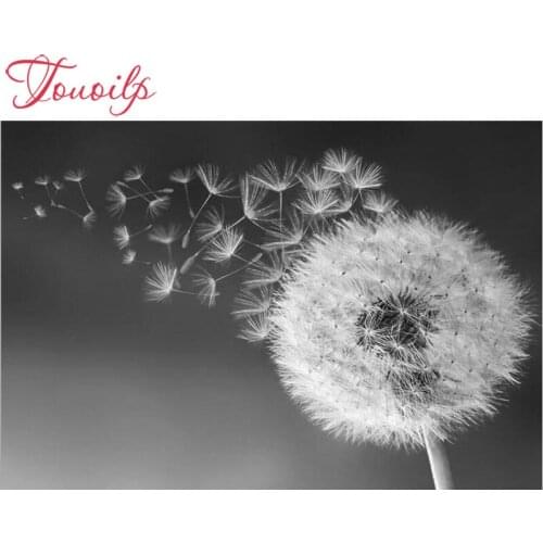 Diamond Painting Full Square Diamond "Dandelion" 3D Embroidery Cross Stitch Rhinestone 5D DIY Mosaic Decor black white art decor