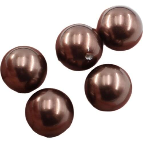 APDGG 12MM 5 Pcs Natural Coffee Sea Shell Pearl Half Hole Round Beads For Pendant Earrings DIY Jewelry Findings