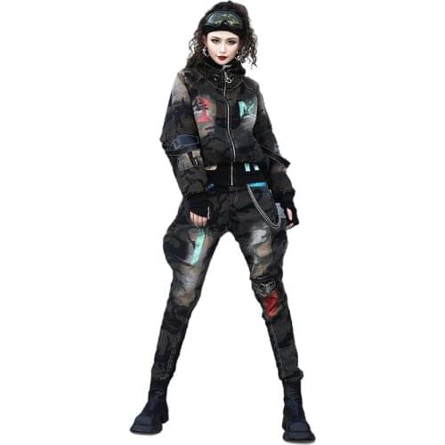 Plus Size S-5XL Womens Tracksuits Sport Suits Casual Long Sleeve Hooded Sweatershirt + Elastic Waist Pants Loose Denim Set