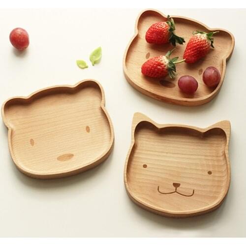 Wooden Baby Food Dishes Plate Kids Feeding Eating Set Platos Children Baby Servies Tableware Bowl Topper Tray Assiette L0226