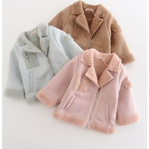 Baby Infant Kids Deerskin Velvet Thickened Thermal Jacket Fall Winter New Little Girls Lamb Velvet Coat Childrens Clothes B196