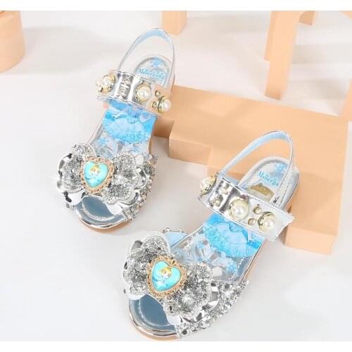 Disney Childrens Sandals Princess Party Shoes Summer Casual Girls Sandals Soft childrens shoes little girl Sequin shoes 23-36