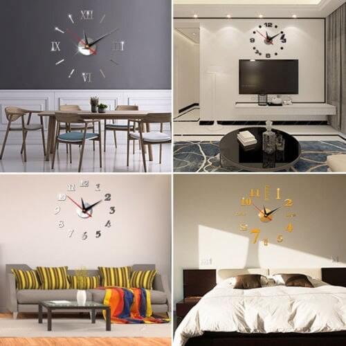 Home Office Room DIY Decor New Modern Large 3D Mirror Surface Wall Clock Stickers Hot Sale