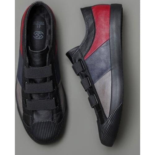 Ebulapn New Spring Autumn Fashion PU Men Vulcanized Shoes Color Matching Design Loafers Elastic Casual All-match Slippers 9840