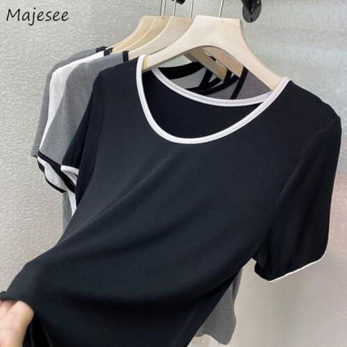 T-Shirts Women Plus Size Loose Solid All-match Trendy Popular Summer Hot Korean Style Simple Chic Retro Harajuku Streetwear Ins
