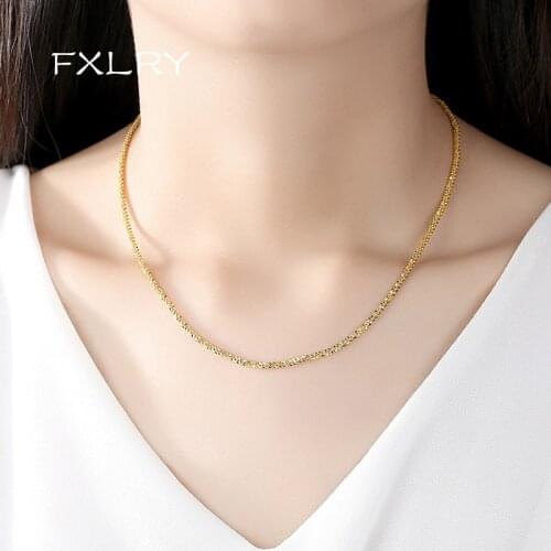 FXLRY Simple Gold color Fashion wave Chain Chain Pendant Necklace For Women Jewelry