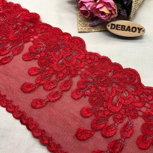 12cm Wide Floral Embroidery Lace Trim For Garments And Wedding Decoration