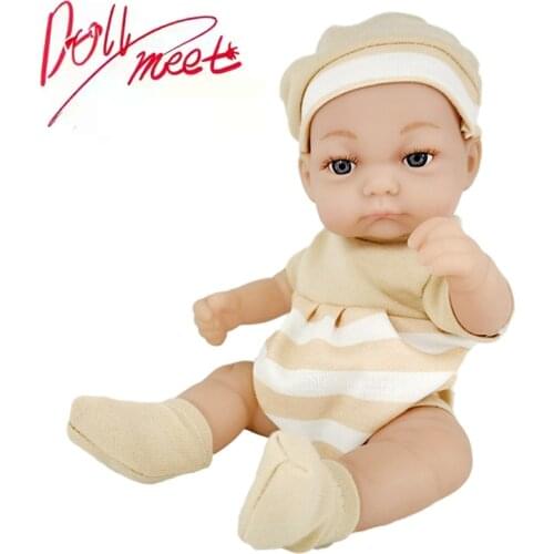 New Reborn Baby Dolls 11Inch Toddler Girls Soft Silicone Lifelike Eyelashes Reborn Baby Kits Matched DIY Warm Plaid Doll Clothes