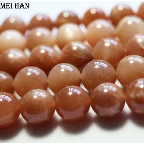 Meihan Free shipping (32 beads/strand) natural 11.5-12mm orange moonstone smooth round loose beads foe jewelry making design