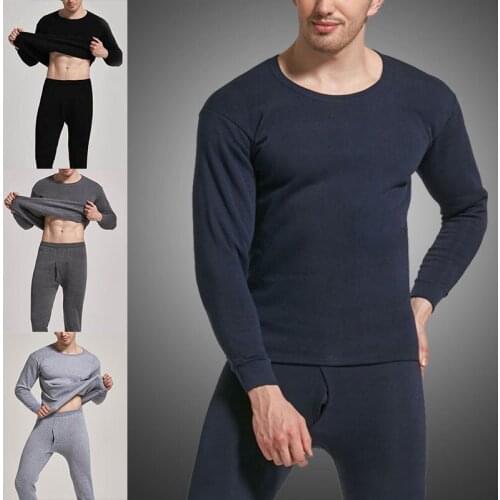 Men Thermal Underwear 2021 Hot Sale Winter Plus Velvet Thickening Thermal Clothes With Long Pants Long-Sleeved Round Neck Suit