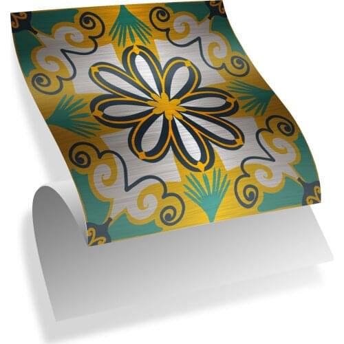 10Pcs Wall Sticker Brushed Silver Foil PVC Pattern Furniture Films Kitchen Background Diy Decorate Oil and Water Resistant