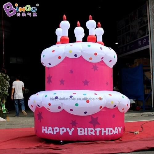 Fancy design 2mh inflatable double cake with candle vivid birthday cake birthday for party decoration