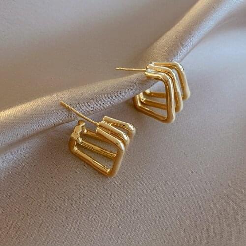 2021new Contracted Multilayer Metal Geometric Modelling Fashion Drop Earrings Senior Temperament Joker Women Fine Earrings