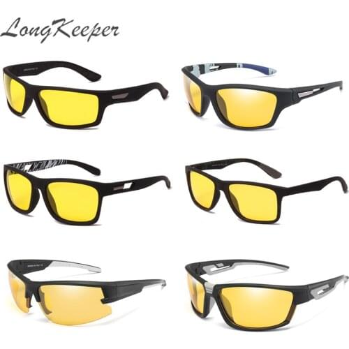 LongKeeper New Night Vision Glasses Men Women Polarized Sunglasses Yellow Lens Anti-Glare Safety Driving Goggle UV400 Eyewear