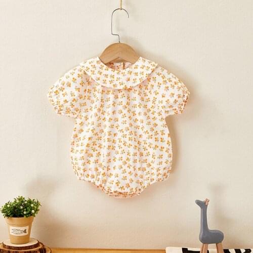 Baby Girls Clothes Korean One Piece Summer Cherry Baby Bodysuits Newborn Baby Clothes Short Sleeve Baby Outfit