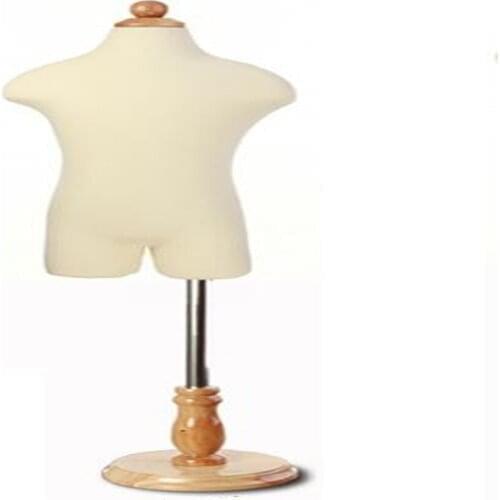 2-3 Year Baby Half Torso Child Realistic Sewing Mannequins Body With Circular Wood Base Fabric Flexible Dress Cloth,1pc M0088S