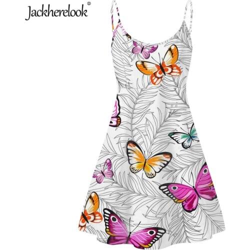Jackherelook Fashion Ladies Slip Dress Floral Butterfly Brand Design Elegant Strapless Party Dress Beach Sexy Sundress Vestidos