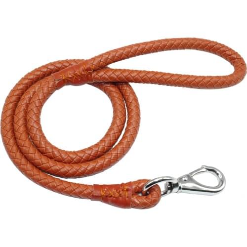 Braided Rolled Rounded Pu Leather Dog Leash Pet Rope Lead for Small Medium Dogs Walking Brown Colour