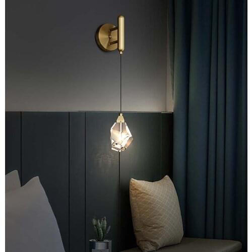 Simple Crystal Wall Lamp For Bedroom Living Room Study Wall Lights Modern Creative Corridor Home Decor Lighting Wall Sconce