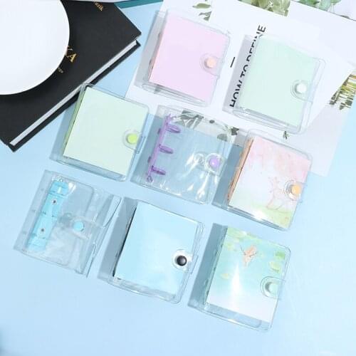Transparent Notebook Ring Binder Mini Loose-leaf Hand Book Student Portable Notebook ring binder Kawaii School Supplies