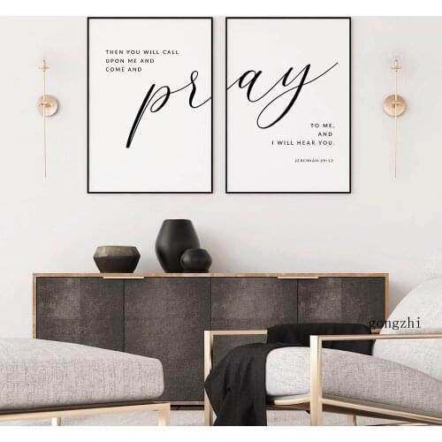 Bible Verse Pray To Me Quotes Nordic Poster Scripture Black White Canvas Painting and Prints Church Wall Art Pictures Home Decor