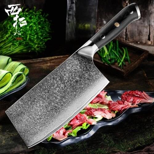 XITUO Damascus Steel Chef Knife Forged Professional Butcher Knife Utility Santoku Sharp Cut Cleave Fillet Chopping Bones Knives