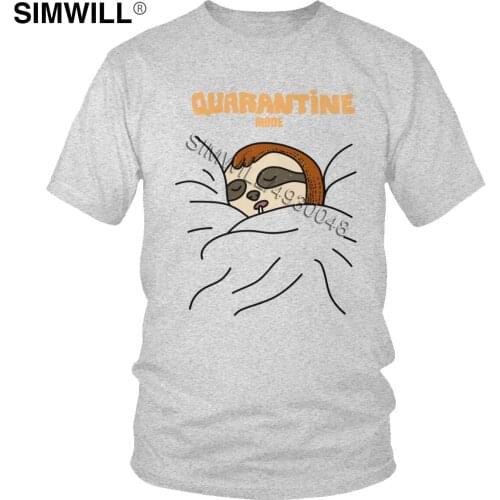 Funny Quarantine T-shirt Mens Unique Short Sleeve Pure Cotton Tees Crew Neck Social Distancing Top Plus Size Streetwear T-shirt