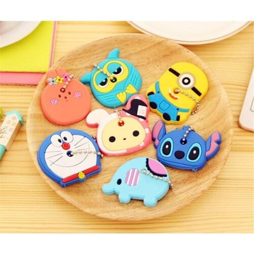 4pc Lovely Cartoon Silicone Protective Key Case Cover For Key Control Dust Cover Holder Animation Figures key Pendant Key Holder
