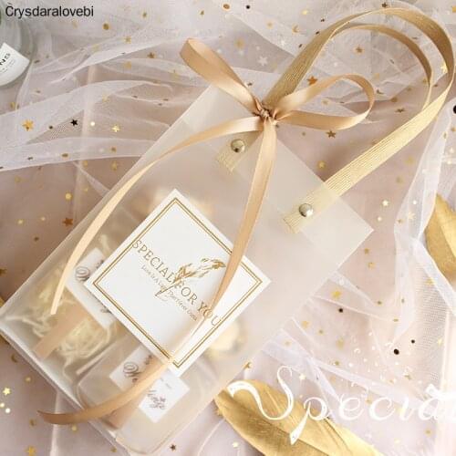 10pcs Candy Bag Transparent Gift Bags with Handle Packaging PVC Wedding Favors for Guests Birthday Baby Shower Party Decoration