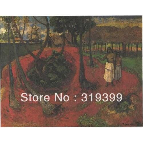 100% handmade Oil Painting Reproduction on Linen canvas,Tahitian idyll by paul gauguin ,Free DHL ShipPING,Museum Quality