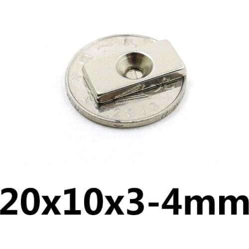20/30/50PCS 20x10x3-4 Block Powerful Magnet 4mm hole Bulk Sheet Magnet 20x10x3mm-4mm Strong Permanent NdFeB Magnets 20*10*3-4 mm