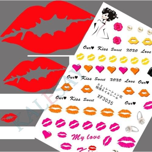 3D Nails Art Sticker Decoration My Love Kiss Nails Decal for Manicure Leisure Eggs Sweet Stickers for Nail for Design Foil Happy