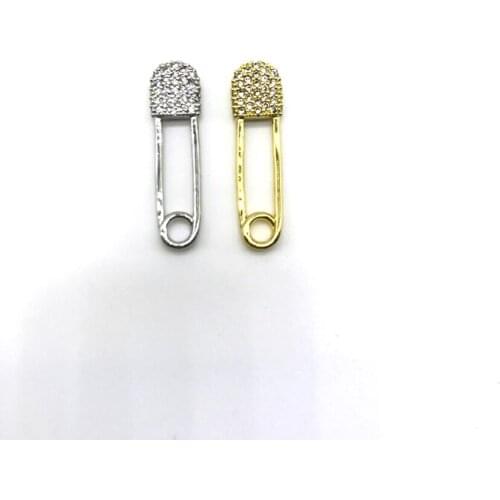 5pcs/Lot Wholesaler Jewelry Accessorice Paperclip Shape Clear CZ paved Charms For Jewelry Making