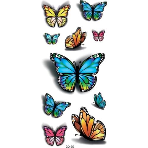 5pcs Sheets 3D Color Waterproof Body Art Sleeve Back DIY Sticker Temporary Tattoos Fake Flower Butterfly Rose Beauty Gift