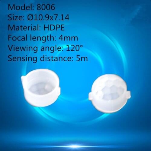 50pcs 8006 dome shape human body infrared PIR sensor HDPE plastic fresnel lens 10.9x7.14mm focal length 4mm