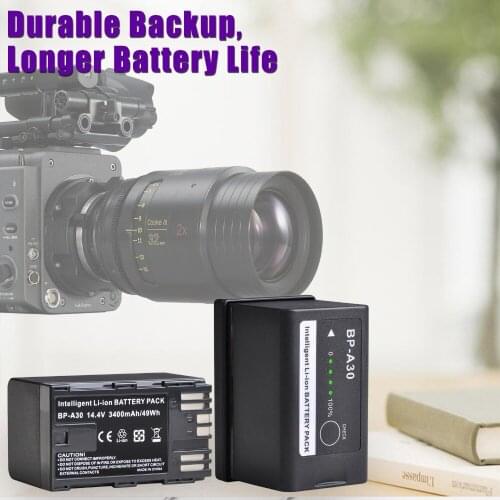 3400mAh BP-A30 Battery with Charger for Canon BP A30, EOS C300 Mark II, EOS C200 C200B C500 Mark II, EOS C700 FF, XF705 UHD 4K
