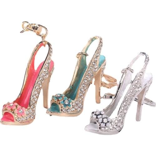 High Heel Shoe Keychain Rhinestone Crystal Purse Car Key Chain Bag Decorative Alloy Keyring Bag Key Accessory creative gift
