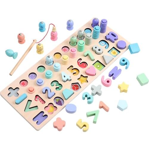 Kids Toys Montessori Educational Wooden Toys Geometric Shape Cognition Puzzle Toys Math Toys Early Educational Toys for Children